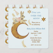 月の上の男の赤ちゃんシャワー 招待状 (正面/裏面)
