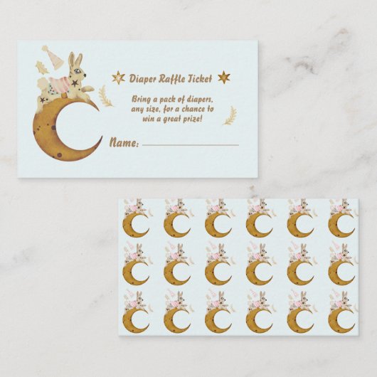 月の上の赤ちゃんシャワーおむつラッフル エンクロージャーカード (正面/裏面)