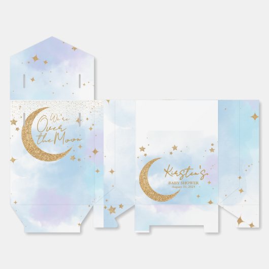 月の上の赤ちゃんシャワーお願いボックス フェイバーボックス (見開き)