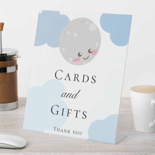 月の上の赤ちゃんシャワーカードとギフトサイン 台座サイン (インサイチュ)