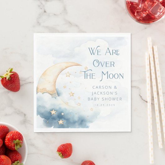 月の上の赤ちゃんシャワーナプキン スタンダードランチョンナプキン (インサイチュ)