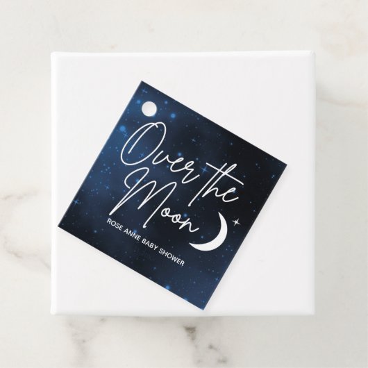 月の上の赤ちゃんシャワーパーティー パーソナライズされた フェイバータグ (インサイチュ)