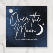 月の上の赤ちゃんシャワーパーティー パーソナライズされた フェイバータグ (正面)
