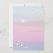 月の上の赤ちゃんシャワーピンク紫の女の子の星I 招待状 (裏面)