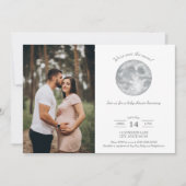 月の上の赤ちゃんシャワー写真のダウンロード 招待状 (正面)