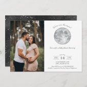 月の上の赤ちゃんシャワー写真のダウンロード 招待状 (正面/裏面)