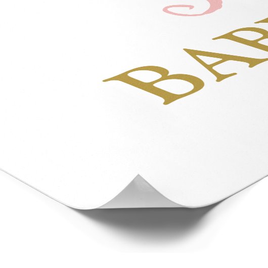 月の上の赤ちゃんシャワー女の子ウェルカムサイン ポスター (角)