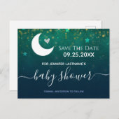 月の上の赤ちゃんシャワー日付を保存 ポストカード (正面/裏面)