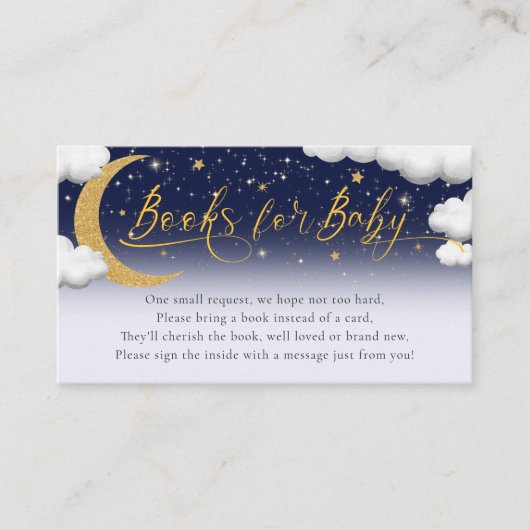 月の上の赤ちゃんシャワー本ギフトレジストリ エンクロージャーカード (正面)