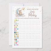 月の上の赤ちゃんシャワー絵文字カード 招待状 (正面)