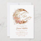 月の上の赤ちゃんシャワー金ゴールドフローラ 招待状 (正面)