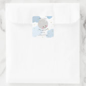 月の上の赤ちゃんシャワー青かわいい金ゴールドかわいい スクエアシール (バッグ)