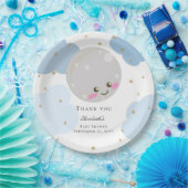 月の上の赤ちゃんシャワー青かわいい金ゴールドかわいい ペーパープレート (パーティー)