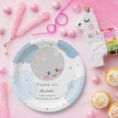 月の上の赤ちゃんシャワー青かわいい金ゴールドかわいい ペーパープレート (パーティー)