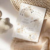 月の上の赤んお洒落坊シャワー招待状 招待状