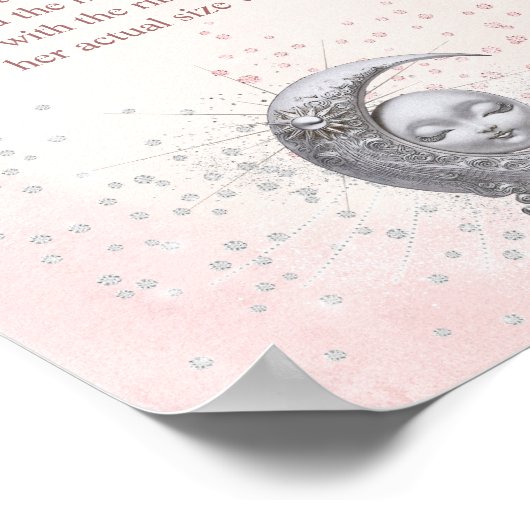 月の上の赤ん坊のシャワーどのように大きいママの腹 ポスター (角)