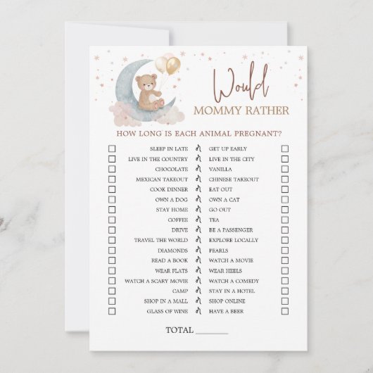 月の上の赤ん坊のシャワーはママのむしろカード 招待状 (正面)