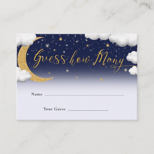 月の上の赤ん坊のシャワーは、いくつかを推測 エンクロージャーカード (正面)