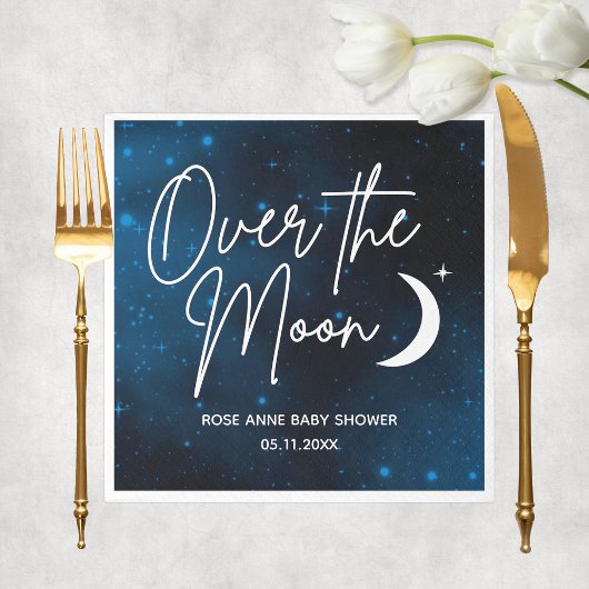 月の上の赤ん坊のシャワーパーソナライズされたパーティー スタンダードカクテルナプキン