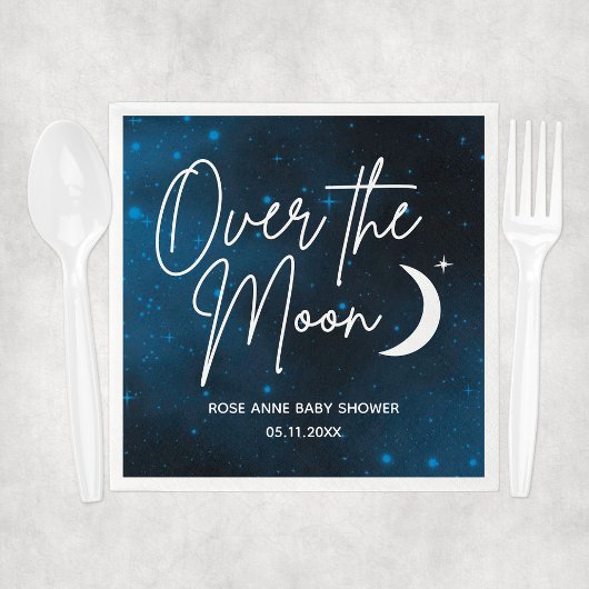 月の上の赤ん坊のシャワーパーソナライズされたパーティー スタンダードカクテルナプキン