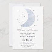 月の上の赤ん男女兼用坊のシャワーパーティー 招待状 (正面)