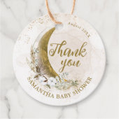 月の上の金ゴールド男女兼用の赤ちゃんシャワー フェイバータグ (正面)