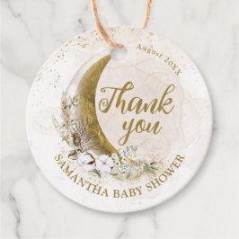 月の上の金ゴールド男女兼用の赤ちゃんシャワー フェイバータグ