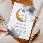 月の上の金ゴールド男女兼用の赤ちゃんシャワー 招待状