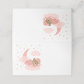 月の上の雲の上にピンクの眠る熊 プレイスカード (外部開封)