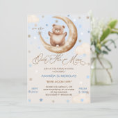 月の上の青いクマの男の子のシャワー 招待状 (スタンド正面)