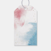 月の上の青いピンクの金ゴールドツインベビーシャワー ギフトタグ (裏面)