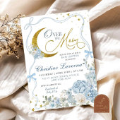 月の上の青い弓あじさい赤ちゃんシャワー 招待状