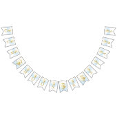 月の上の青と金ゴールドと星の赤ちゃんシャワー バンティングフラッグ (全)