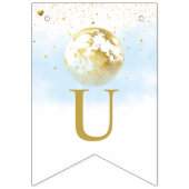 月の上の青と金ゴールドと星の赤ちゃんシャワー バンティングフラッグ (第2の旗)