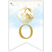 月の上の青と金ゴールドと星の赤ちゃんシャワー バンティングフラッグ (第1の旗)