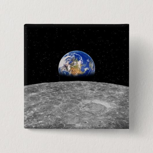 月の上を昇る惑星の地球 缶バッジ (正面)