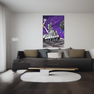 月の上を運転   AIアートポスター ポスター