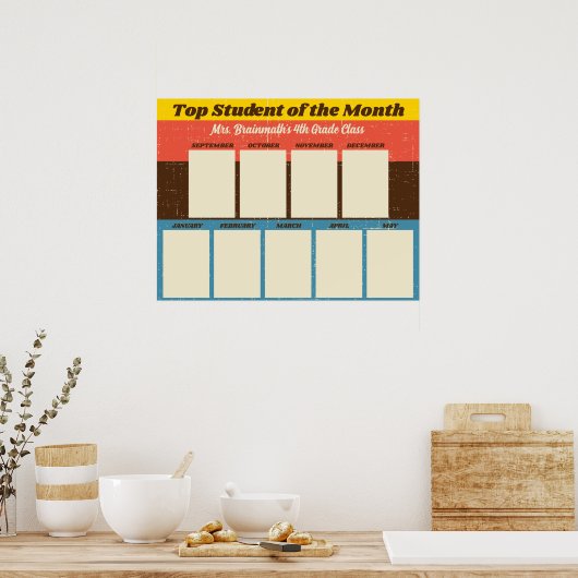 月の上位の学生の教室の写真ディスプレイp ポスター (キッチン)