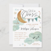 「月の上」の月と星の赤ちゃんシャワー 招待状 (正面)