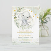 月の上|夢のような緑の金ゴールド·ベビーシャワー 招待状 (スタンド正面)