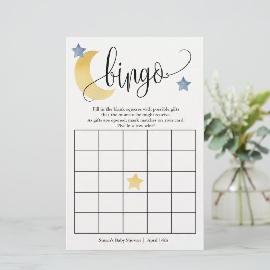 月の上，水色の月と星のゲームカード (スタンド正面)