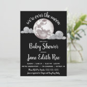 月の上、黒と白の赤ちゃんシャワー 招待状 (スタンド正面)