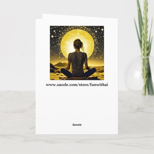 月の下での女性の瞑想 カード (裏面)