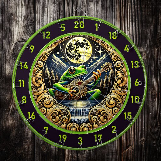 月の下でガエルを鳴らすギター ダーツボード