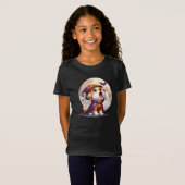 月の下で愛らしいハウリングハロウィンアップ Tシャツ (正面フル)