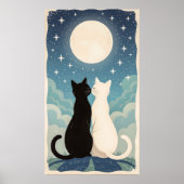 月の下で愛キスをするする猫たち ポスター (正面)