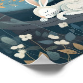 月の下で眠るウサギの可愛いポスター ポスター (角)