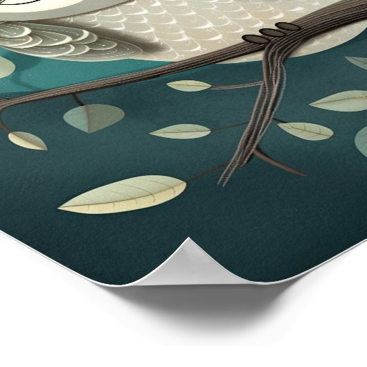 月の下で眠るフクロウの可愛いポスター ポスター (角)