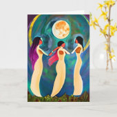 月の下で神が祝福 カード (黄色い花)