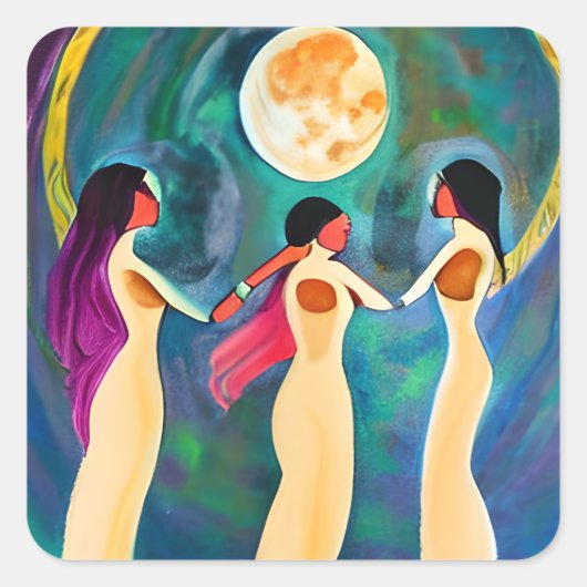 月の下で神が祝福 スクエアシール (正面)